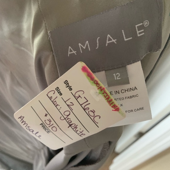 Amsale G763C in graphite size 12 - Picture 4 of 5